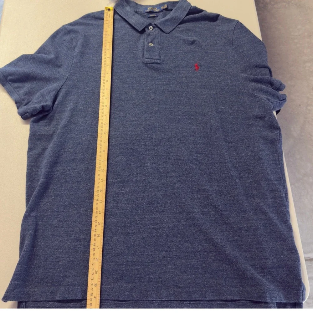Polo Ralph Lauren Polo Shirt Mens XXL Blue Heathered Cotton Classic Fit